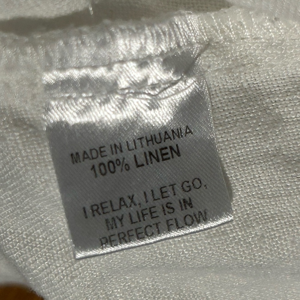 Flax White‎ V Neck Pullover Shirt Lagenlook Minimalist Quiet Luxury - Picture 10 of 11